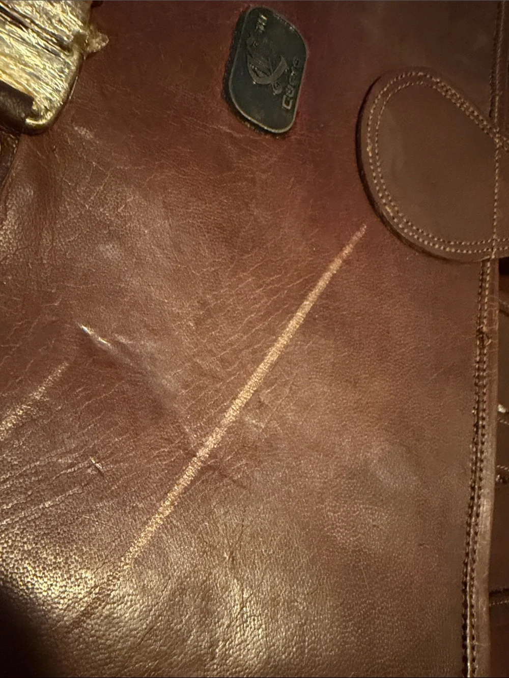 Men's Brown Leather Briefcase with Front Buckle Pockets
